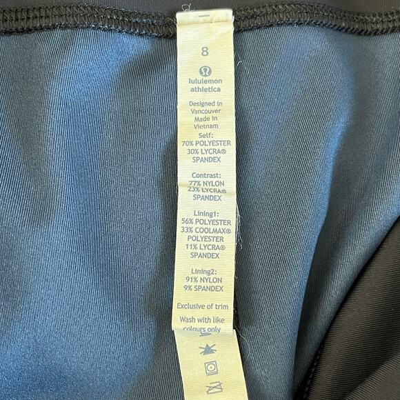 Lululemon Run Inspire Crop II Full On Luxtreme Good Vibes Blue Black Size 8 Yoga - Picture 8 of 10